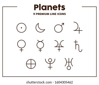 Planet Symbol Icons Minimal Trendy Liner Stock Vector Royalty Free