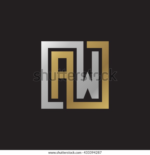 Aw Initial Letters Looping Linked Square Stock Vector Royalty Free