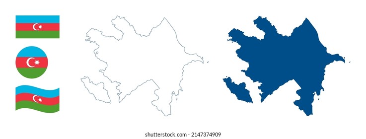 Azerbaijan Map Detailed Blue Outline Silhouette Stock Vector Royalty