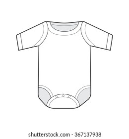 Baby Bodysuit Flat Sketch Template Stock Vector Royalty Free