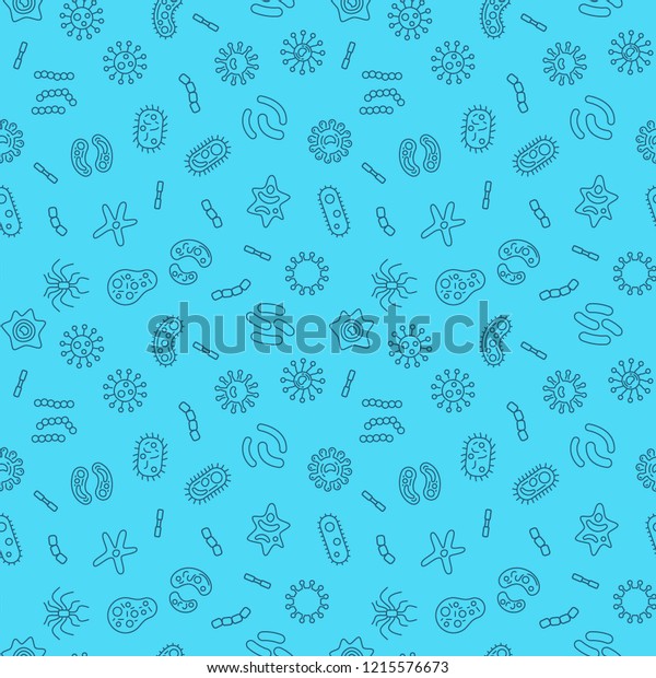 Bacteria Microbe Organism Vector Blue Seamless Stock Vector Royalty