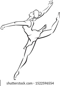 Ballerina Female Line Art Illustration Stock Vector Royalty Free