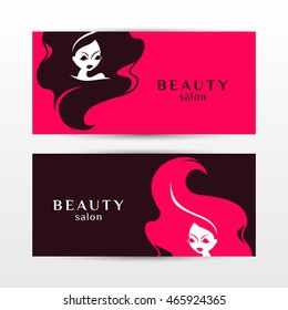 Banners Beautiful Women Silhouettes Beauty Salon Stock Vector Royalty