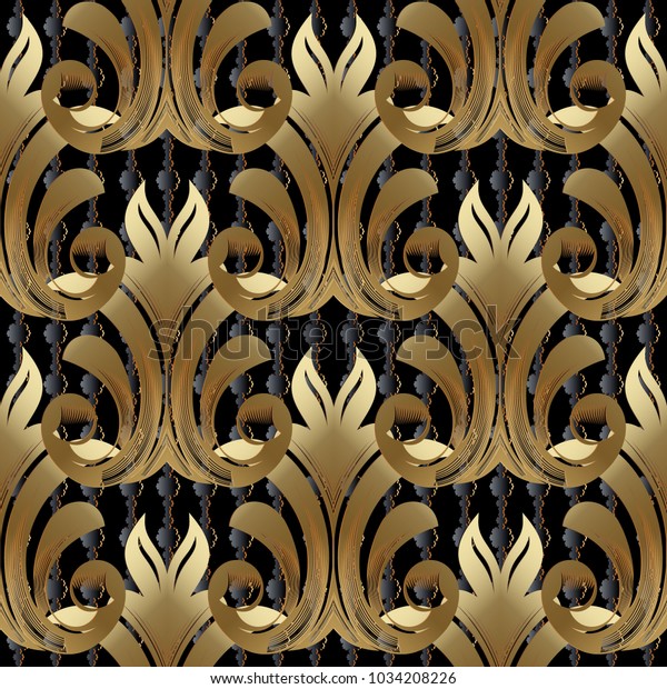 Baroque Gold Vector Seamless Pattern Floral Stock Vector Royalty Free