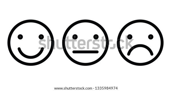 Basic Emoticons Set Three Facial Expression Stock Vector Royalty Free