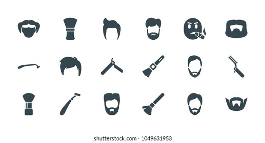 Beard Icons Set 18 Editable Filled Stock Vector Royalty Free