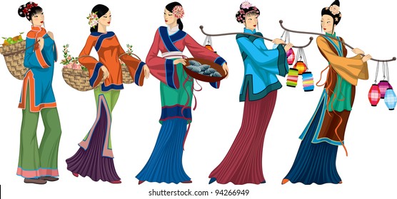 Chinese Women Royalty Free Stock Svg Vector And Clip Art