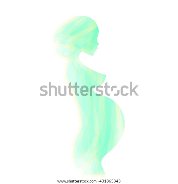 Beautiful Nude Pregnant Woman Silhouette Abstract