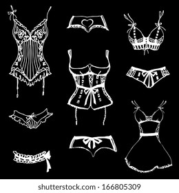 Stock Vektor Collection Lingerie Panty Set Vector Illustrations Bez