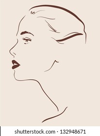 Beautiful Woman Face Hand Drawn Vector Stock Vector Royalty Free