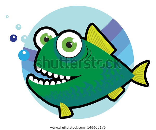 Big Angry Fish Cartoon Vector Illustration Stock Vector Royalty Free