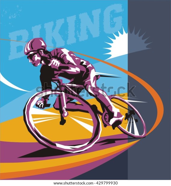 Ilustracja Rowerowa Rowerzysta Wektor Plakat Warstwowy Wektorowa