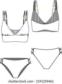 Bikini Set Technical Drawing Swimwear Design Stock Vector Royalty Free