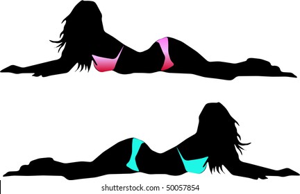 Bikini Woman Silhouette Vector De Stock Libre De Regal As