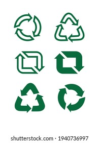 Biodegradable Compostable Recyclable Icon Set Three Stock Vector