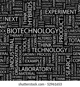 Biotechnology Seamless Vector Background Wordcloud Illustration Stock