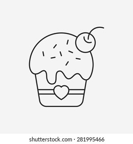 Dessert Cake Line Icon Stock Vector Royalty Free