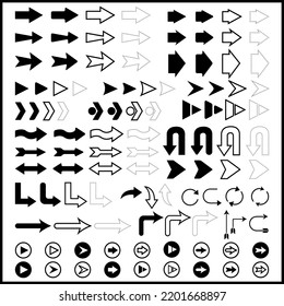 Black Arrow Icons Set Collection Stock Vector Royalty Free