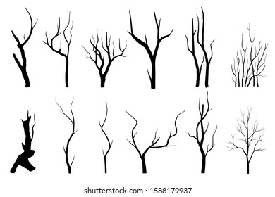 Black Branch Tree Naked Trees Silhouettes Stock Vector Royalty Free Shutterstock