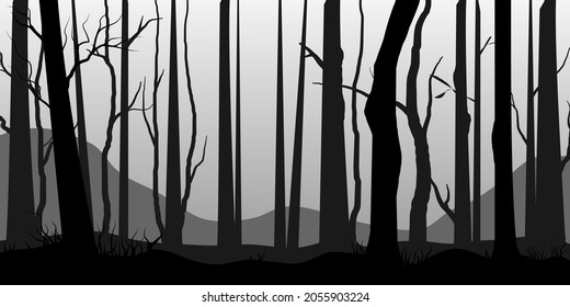 Black Branch Tree Naked Trees Silhouettes Stock Vector Royalty Free