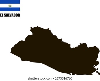 Black Contour Map El Salvador National Stock Vector Royalty Free