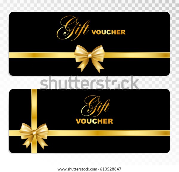 Black Gift Voucher Gold Bow Isolated Stock Vector Royalty Free