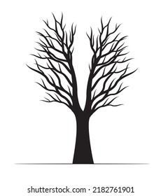 Black Naked Tree Vector Outline Illustration Stock Vector Royalty Free