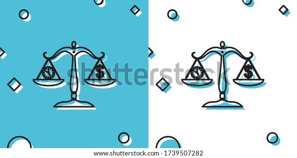 Black Scale Weighing Money Time Icon Stock Vector Royalty Free