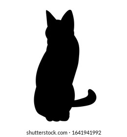 Black Silhouette Cat Sitting Stock Vector Royalty Free