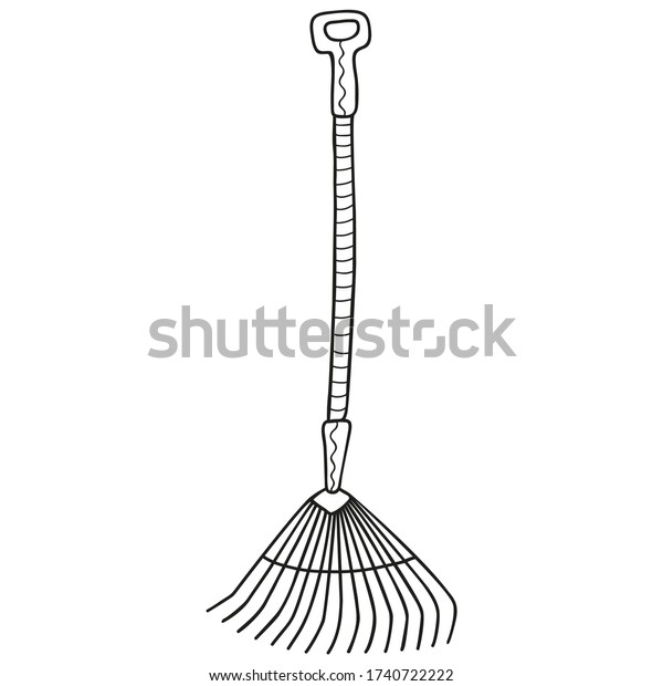 Black White Garden Kailyard Rakes Handle Stock Vector Royalty Free