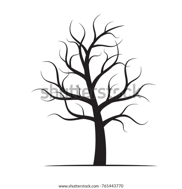 Black Winter Naked Tree Vector Illustration Stock Vector Royalty Free