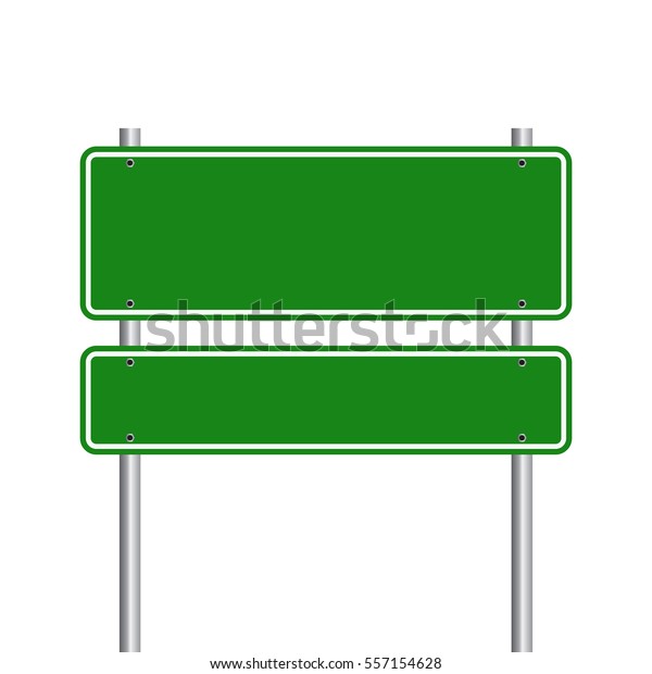 Blank Green Traffic Road Sign On Stock Vector Royalty Free