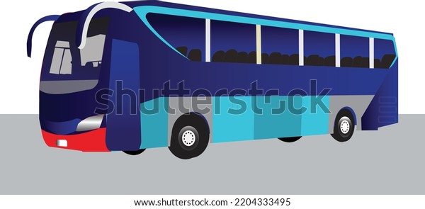 Blue City Bus On Roadcolorful Bus Stock Vector Royalty Free