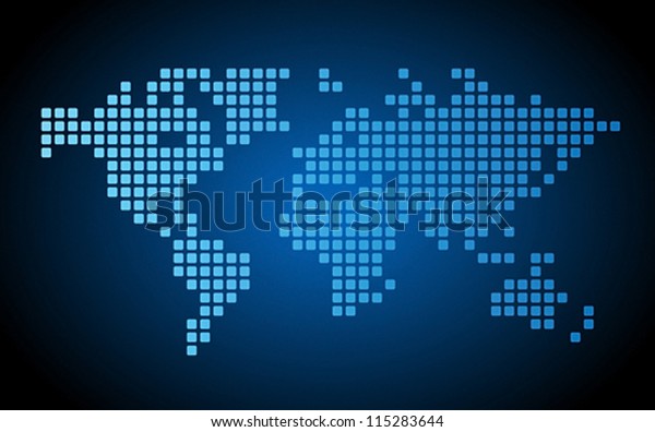 Blue Dotted World Map Made Rounded Stock Vector Royalty Free