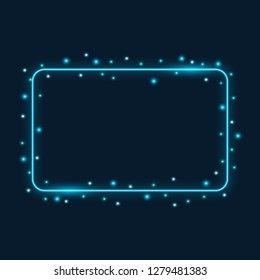 Blue Neon Rectangle Frame Lights Sparkles Stock Vector Royalty Free