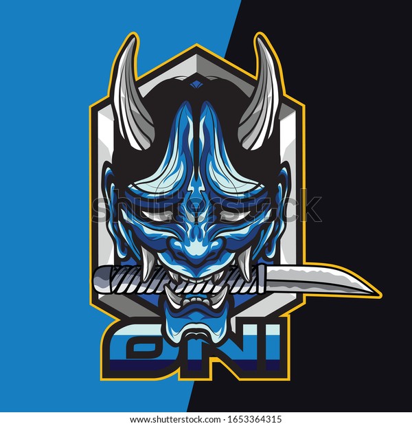 Blue Oni Samurai Esport Logo Mascot Stock Vector Royalty Free