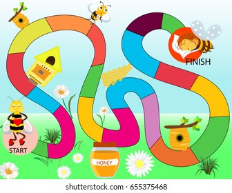 Board Game Bees Honey Vector Illustration Stock Vector Royalty Free