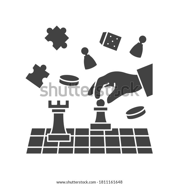 Board Game Chess Black Glyph Icon Stock Vector Royalty Free