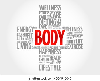 Body Word Cloud Health Cross Concept Stock Vector Royalty Free