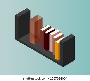 Bookcase Vector Isometric Concept Vector Illustrationvektorgrafik Stock