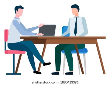 Boss Employee Discussing Business Issues Together Stock Vector Royalty