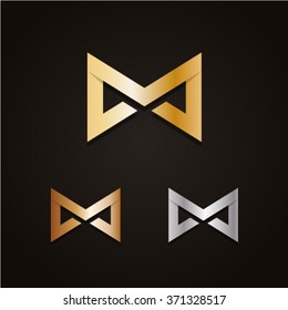 Bow Tie Logo Letter M Luxury Stock Vector Royalty Free 371328517