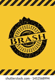 Brash Black Grunge Emblem Yellow Background Stock Vector Royalty Free