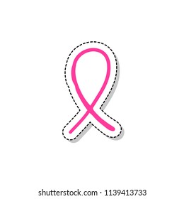 Breast Cancer Awareness Ribbon Doodle Sticker Stock Vector Royalty