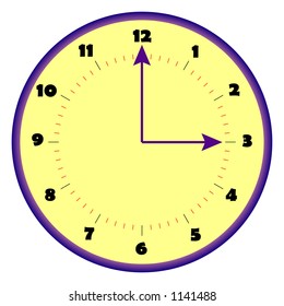 Yellow Round Clock Blue Needles Illustration Stock Vector Royalty Free