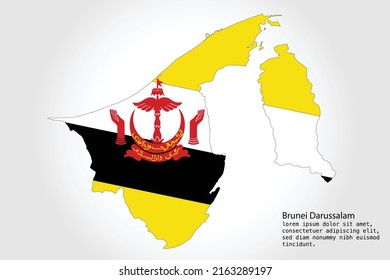 Brunei Darussalam Map Stripes Vector Illustration Stock Vector Royalty