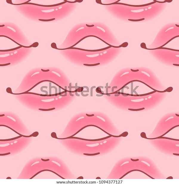 Brush Drawn Various Woman Lips Seamless Stock Vector Royalty Free