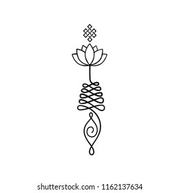 Buddhist Symbol Life Path Lotus Flower Vector De Stock Libre De