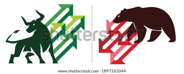 Bull Bullish Run Bear Bearish Market Stock Vector Royalty Free