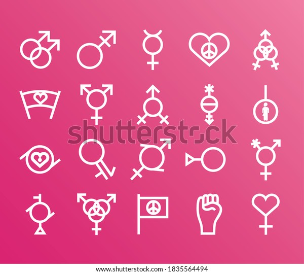 Bundle Twenty Gender Symbols Sexual Orientation Stock Vector Royalty Free